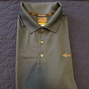 NWT Navy Greg Norman Five Iron Polo, size Large